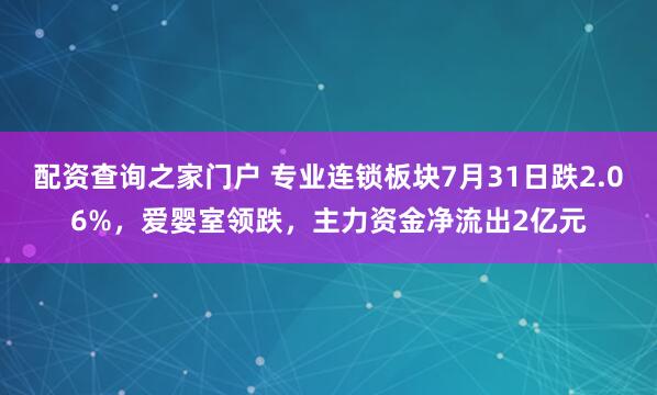 配资查询之家门户 专业连锁板块7月31日跌2.06%，爱婴室领跌，主力资金净流出2亿元